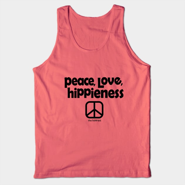 Peace, Love, Hippieness (Black Ink) Tank Top by TheHippiest